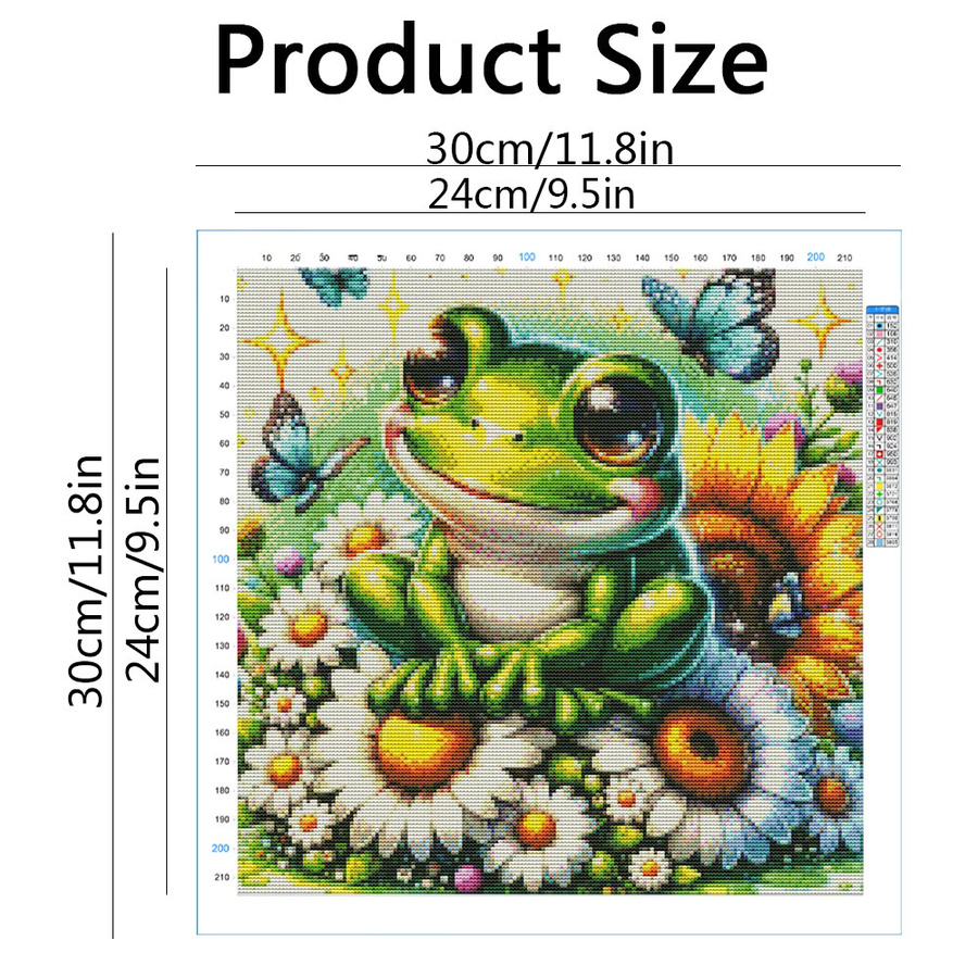 Evershine Kreuzstich-Set Frosch mit Sonnenblumen-Wandkunst, 11 CT Stickerei in Mehrfarbig, B/H: 30 x 30 cm - Bild 2