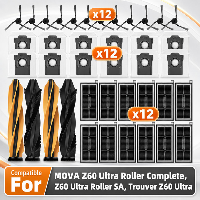 OSSIEAO Zubehör-Set für MOVA Z60 Ultra Roller Complete und Z60 Ultra Roller SA mit Hauptbürste, Seitenbürste, Filter und Staubbeuteln - Bild 1