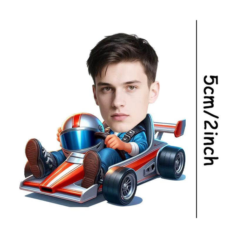 Individuelle Porträt-Aufkleber mit Cartoon-Go-Kart-Muster für Kindergeburtstage, selbstklebende Papieretiketten, Mehrfarbig - Bild 6