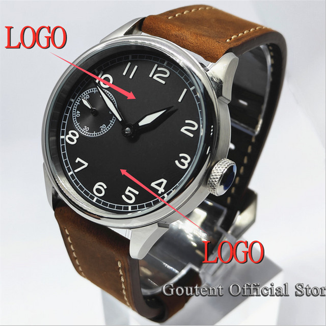 Goutent Armbanduhr, Handaufzug, Edelstahl, 42 mm, Leder, Grün, Herren - Bild 1