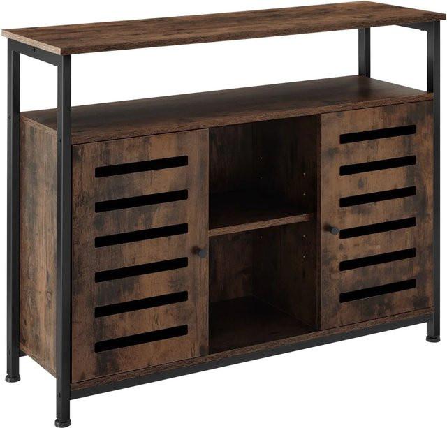 tectake Sideboard Industrial Style in Schwarz und Braun mit Stahlgestell, B/T/H: 100 x 37 x 82 cm - Bild 2