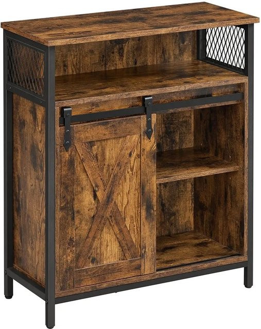 VASAGLE Küchenschrank im rustikalen Design, Braun-Schwarz, B/T/H: 70 x 30 x 80 cm - Bild 2