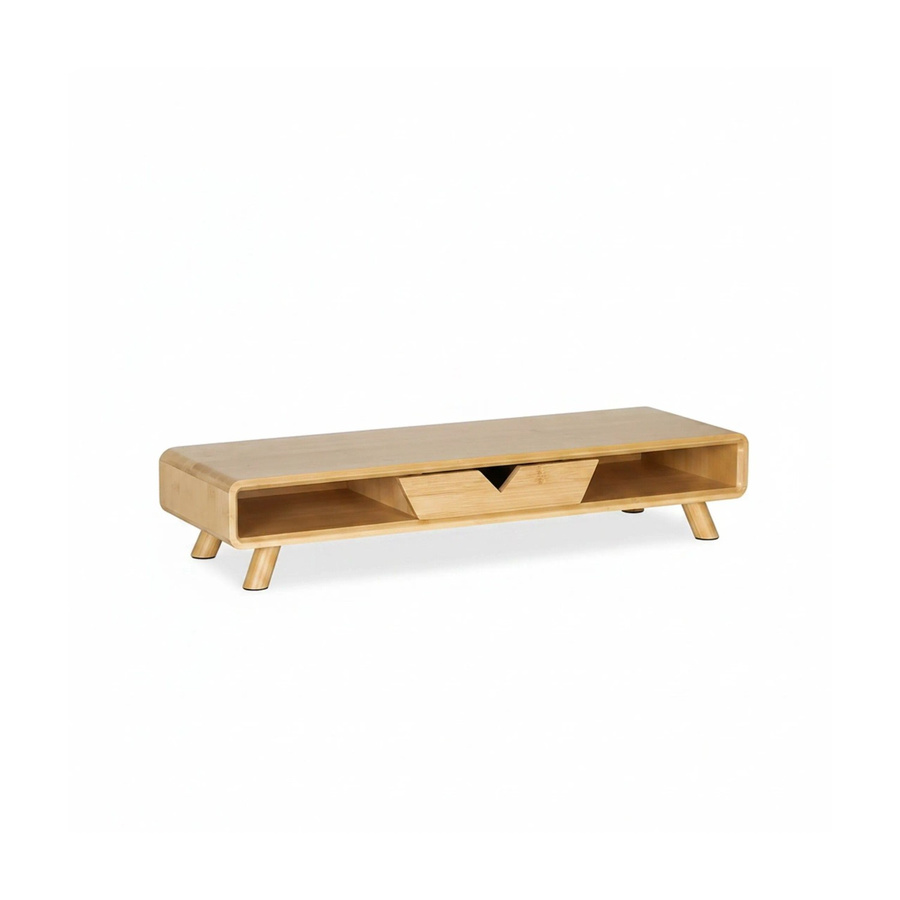 Relaxdays Monitorständer aus Bambus in Natur mit Schublade, B/T/H: 62 x 20,5 x 13 cm - Bild 2