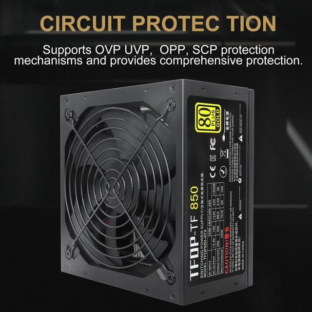 T.F.SKYWINDINTL Netzteil 850 W 80 Plus Gold vollmodular in Schwarz - Bild 1