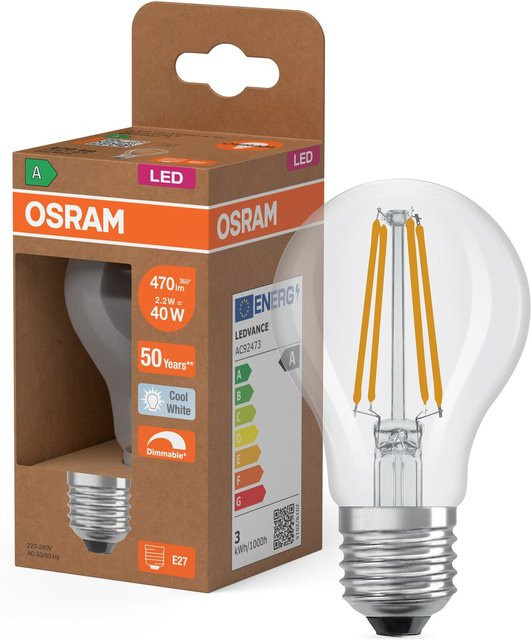 Osram LED Classic A LED-Lampe Kaltweiß 4000 K, dimmbar, 2,2 W, 470 lm, mattes Glas - Bild 1