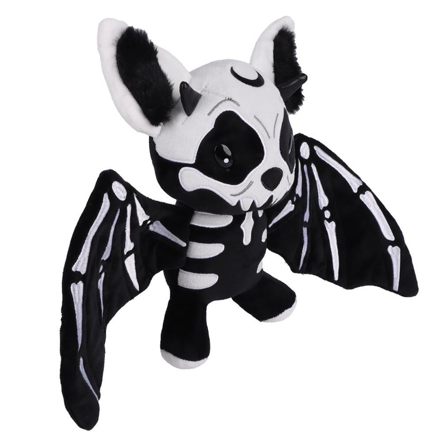 BOOKFONG Halloween Zweifarbiges Skelett Fledermaus Plüschtier 28cm schwarz - Bild 2