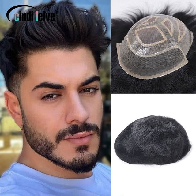 Bfirehair Echthaar Toupet Herren, Lace Front Perücke - Bild 1