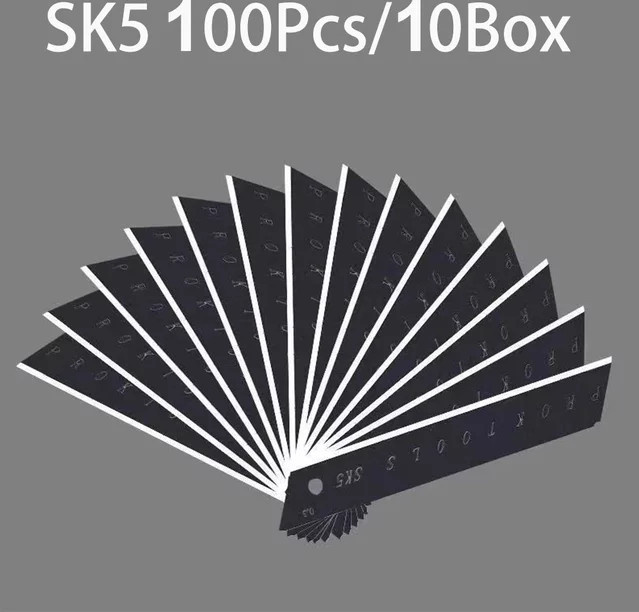 100 Stück Ersatzklingen aus Kohlenstoffstahl für Universalmesser, Farbe: Schwarz, B/H/T: 18 mm x 100 mm x 6 mm - Bild 1