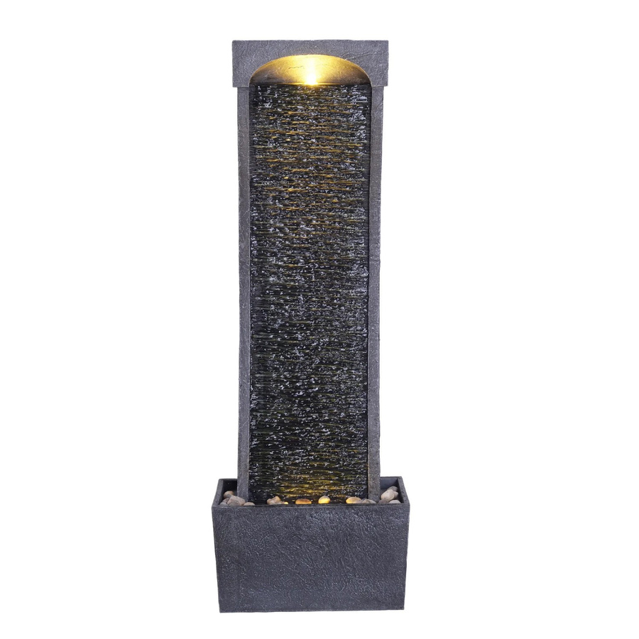 Teamson Home Indoor Garten Modern Gebogener Wasserfall Brunnen mit LED-Licht in Schwarz und Grau, Höhe: 98 cm - Bild 2