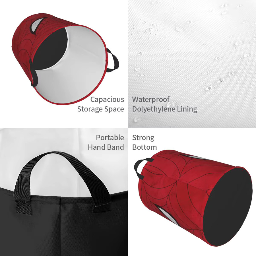 Potdemiel Spinnen-Wäschekorb als großer Spielzeug-Organizer für das Kinderzimmer in Rot, B/T/H: 42,0 x 34,0 x 34,0 cm - Bild 3