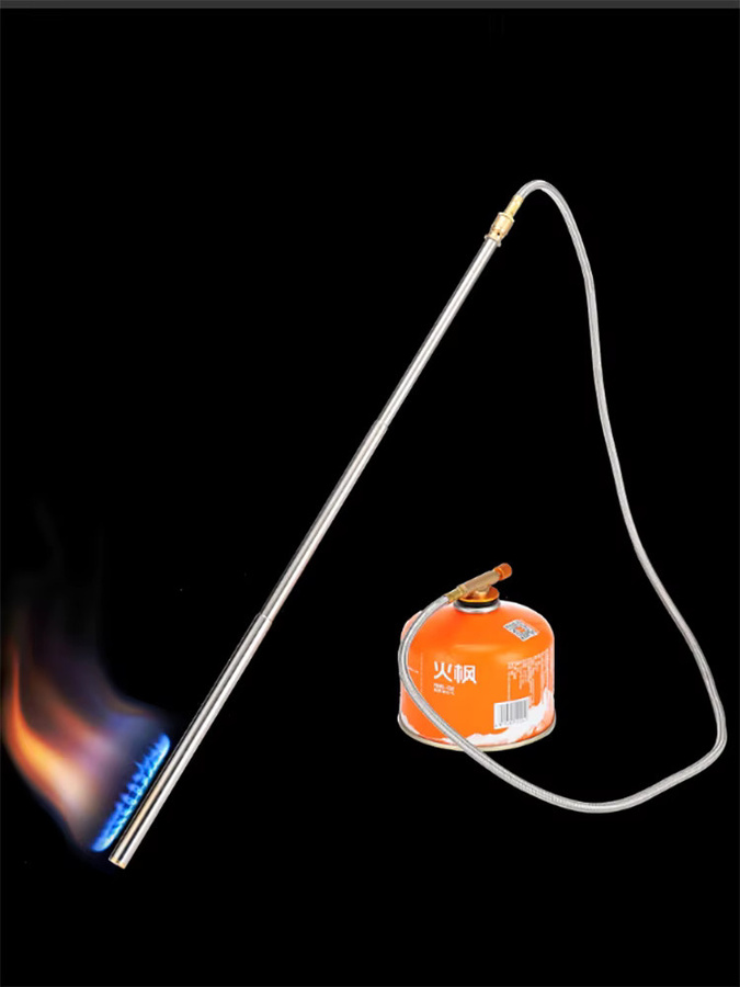 Pandatour Teleskop-Sprühpistole aus Edelstahl mit Kupferkopf als Hochleistungs-Gasbrenner und Feueranzünder in Silber - Bild 2