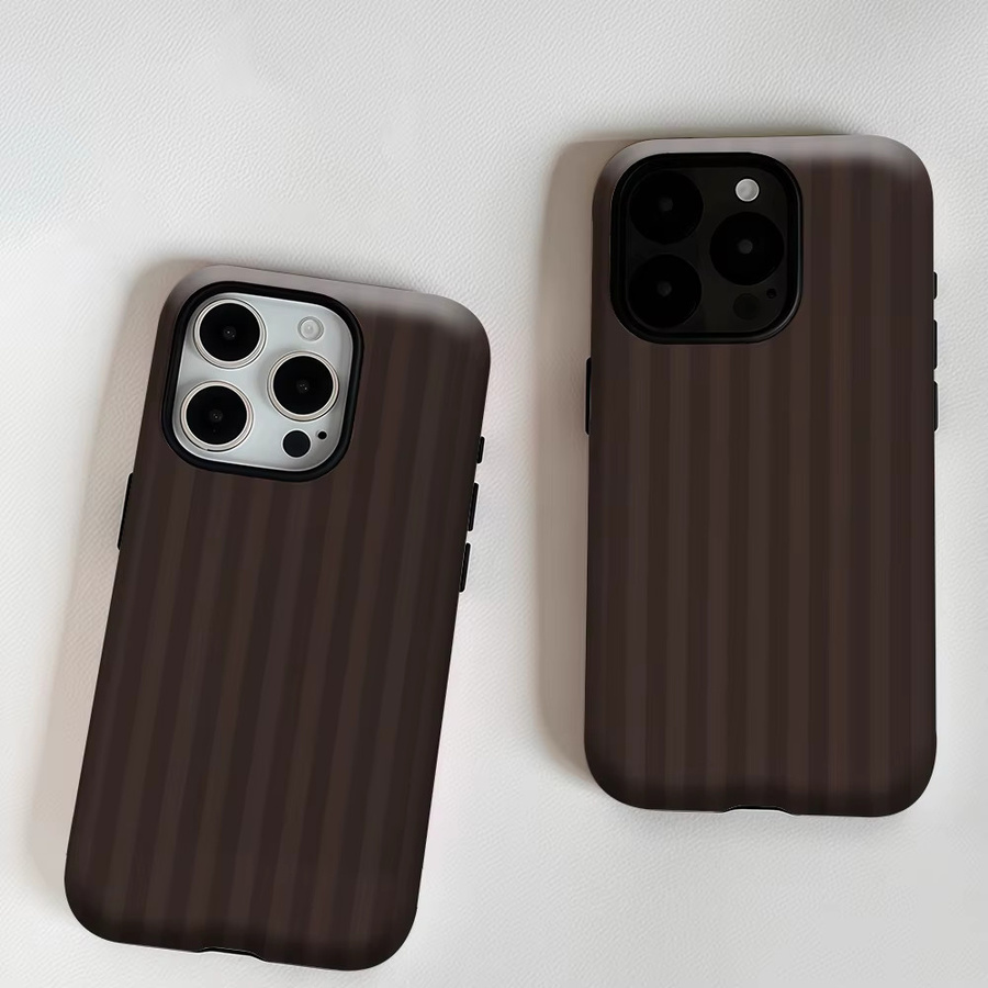 Potdemiel Magnetische Handyhülle mit Streifen-Design in Dunkelbraun für iPhone 18/17/16/15/14/13 Pro Max Plus, Robuste Ein- und Doppelschichtige Schutzhülle - Bild 6