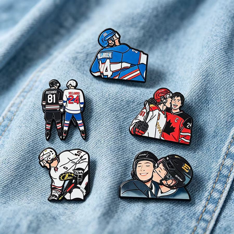 MINISO 5-teiliges Set Hockey-Star-Emaille-Pins, Bunt - Bild 4