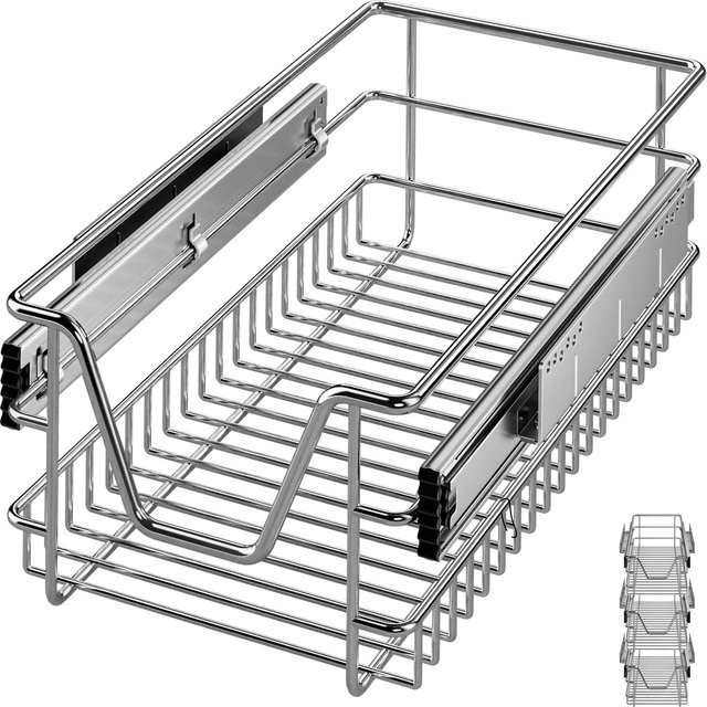 Casaria Teleskopschubladen 3er-Set aus Stahl in Chrom, Breite: 30 cm - Bild 1
