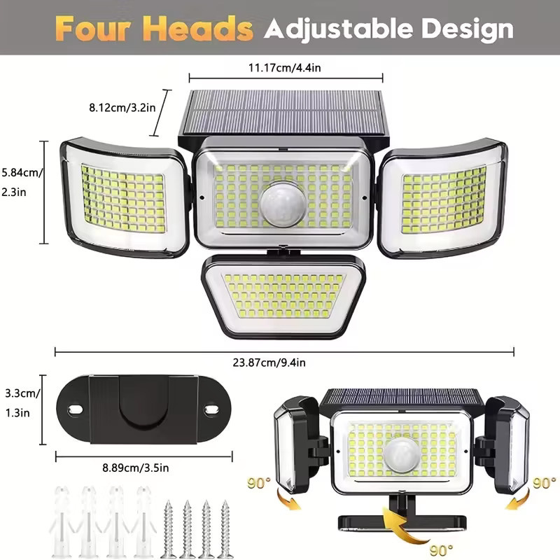 Leclstar Solar-LED-Wandleuchte mit 278 LEDs und PIR-Bewegungsmelder in Schwarz - Bild 7