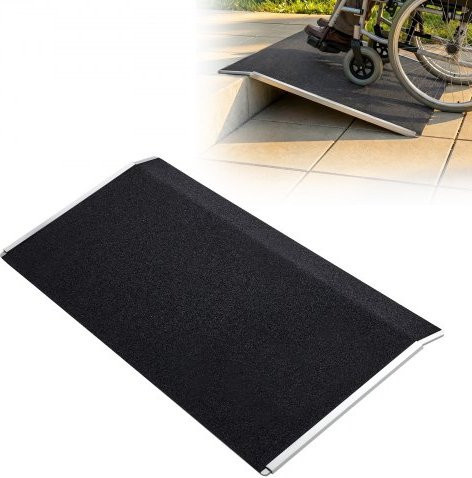 VEVOR Aluminium Rollstuhlrampe für Türschwellen, Schwarz, B/T: 81,0 x 39,0 cm - Bild 1