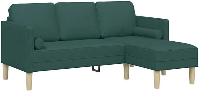 vidaXL Sofa Set L-Form in Dunkelgrün mit Kissen und Stoffbezug - Bild 1