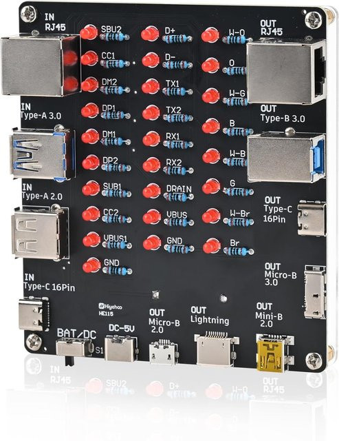 9-in-1 DIY USB-Kabeltester Lötprojekt Universal Electronics Kabelprüfer für USB-C, Lightning, Micro-B und Mini-B sowie RJ45 - Bild 1