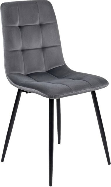WIPMEB Stuhl PERU in Grau aus Velourstoff und Metall, B/H/T: 42 x 90,5 x 52 cm - Bild 1
