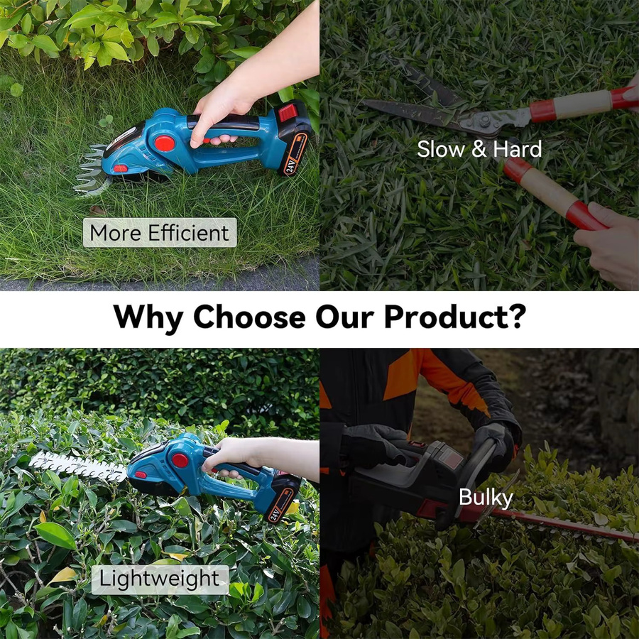 2-in-1 Akku-Heckenschere und Grasschere für Makita 18V LXT Akkus mit 200mm Heckenschneide und 120mm Grasschneide in Blau - Bild 7