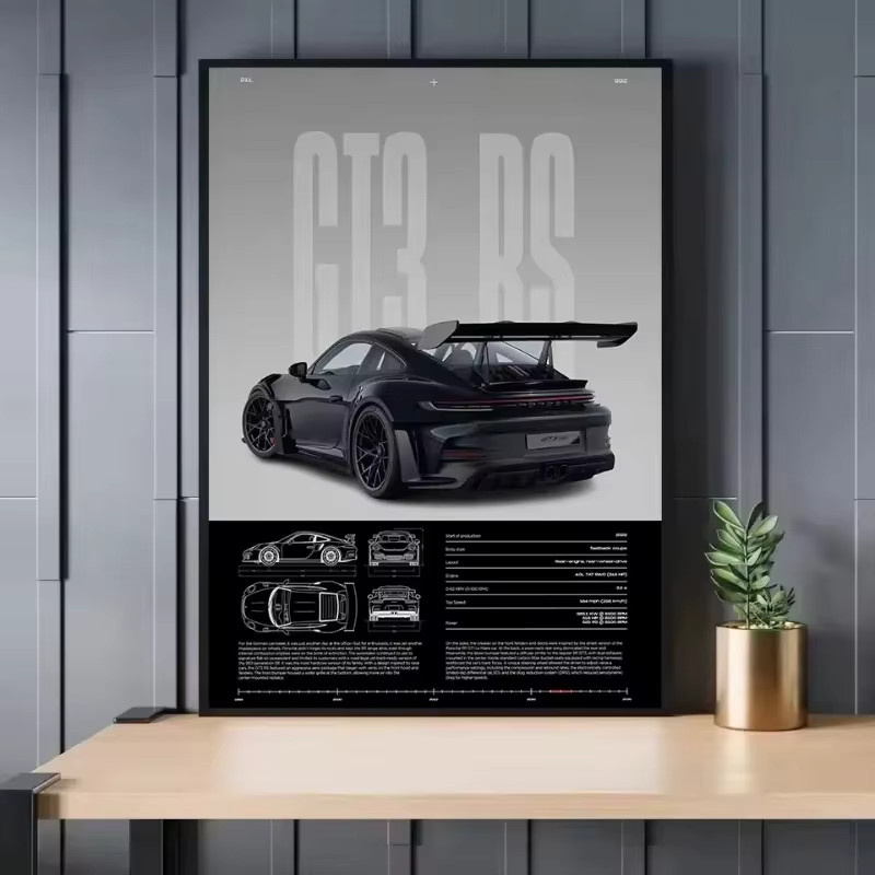 Rahmenloses Leinwandbild RS-S GT3 Supercar Mode-Poster als moderne Wandkunst für dein Zuhause oder Büro - Bild 3