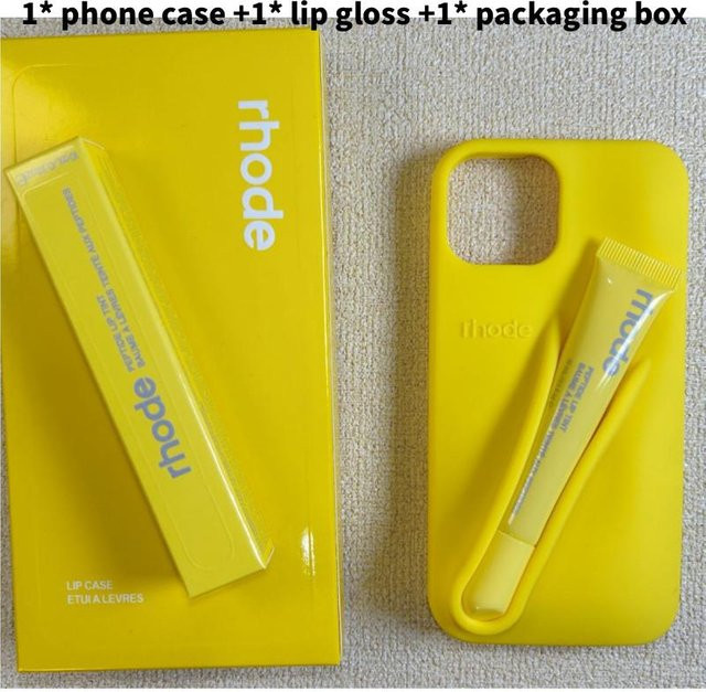 Rhode Lipgloss Silikon Handyhülle für iPhone 14 Plus in Gelb mit stoßfesten Eigenschaften - Bild 1