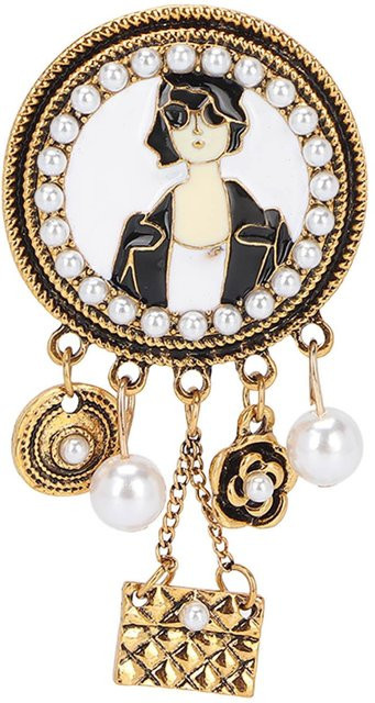 Neoglint Brosche, Legierung, Perle, Gold, Damen, Vintage - Bild 1