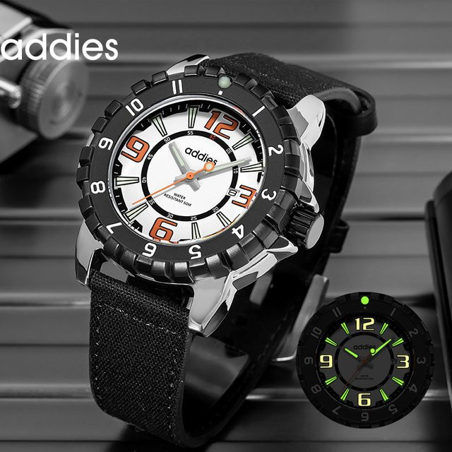 ADDIESDIVE Armbanduhr, Quarz, Edelstahl, Schwarz, Mineralglas, Herren - Bild 1
