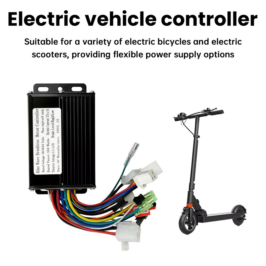 Gaqqee Bürstenloser Motor Controller für Elektrofahrräder und E-Scooter, 350W, Sinus- und Quadratwelle, Schwarz - Bild 2