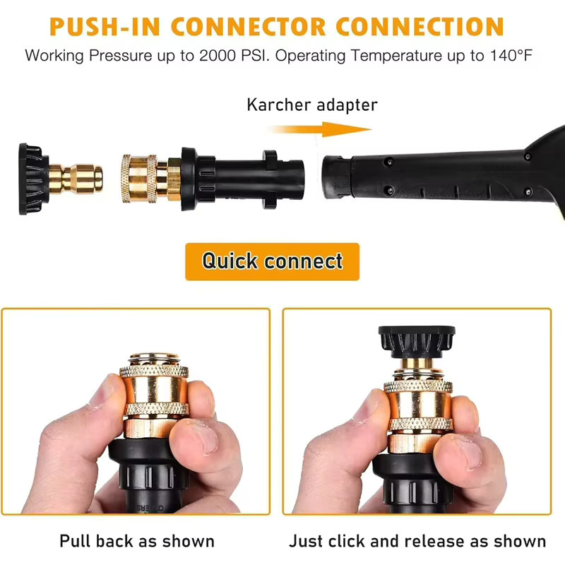 Hochdruckreiniger-Adapter-Set mit 1/4 Zoll Schnellverbindungsdüsen für Kärcher K2 bis K7, rote Autowaschpistole für Gartenbewässerung, 3000 PSI - Bild 5