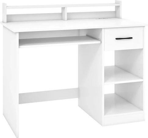 Costway Computer Schreibtisch mit Ladestation in Weiß, B/T/H: 105 x 55 x 89 cm