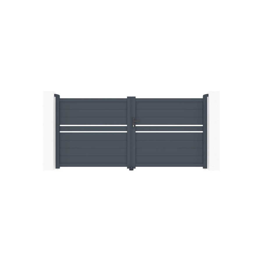 Casanoov Flügeltor Cimone Doppel-Schwingtor aus Aluminium in Anthrazit und Grau mit Ranger B150 Motorisierung, B: 305 cm, H: 140 cm - Bild 2