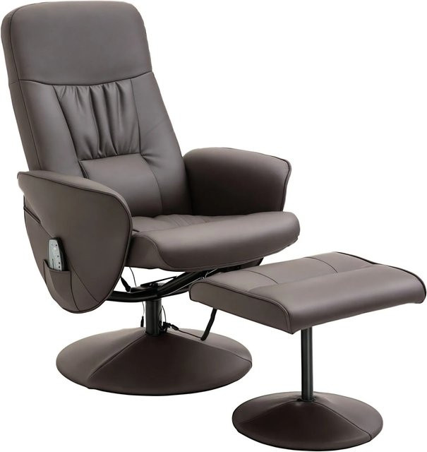 HOMCOM Massagesessel mit Fußhocker und Liegefunktion in Braun, B/T/H: 76 x 81 x 105 cm - Bild 1