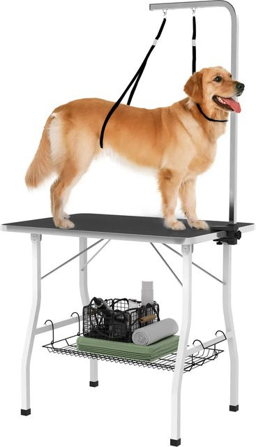 PawHut Tierpflegetisch aus Stahl und Gummi in Schwarz, B/T/H: 60 x 90 x 76 cm - Bild 1