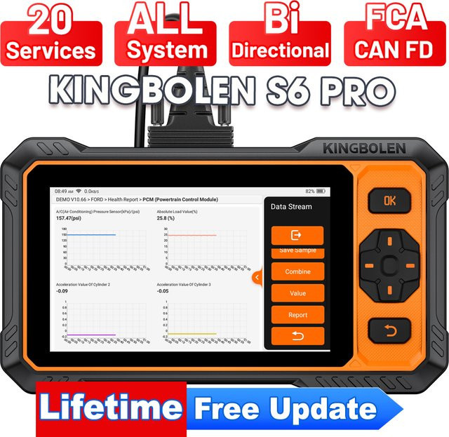 Kingbolen S6 Pro OBD2-Scanner in Schwarz mit bidirektionalem Scan-Tool, CAN FD und FCA Unterstützung für alle Systeme sowie 20 Servicefunktionen - Bild 1