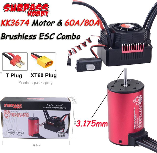 Surpass Hobby KK 3674 Bürstenloser Motor, 60 A 80 A ESC, Wasserdichtes Combo-Set - Bild 1
