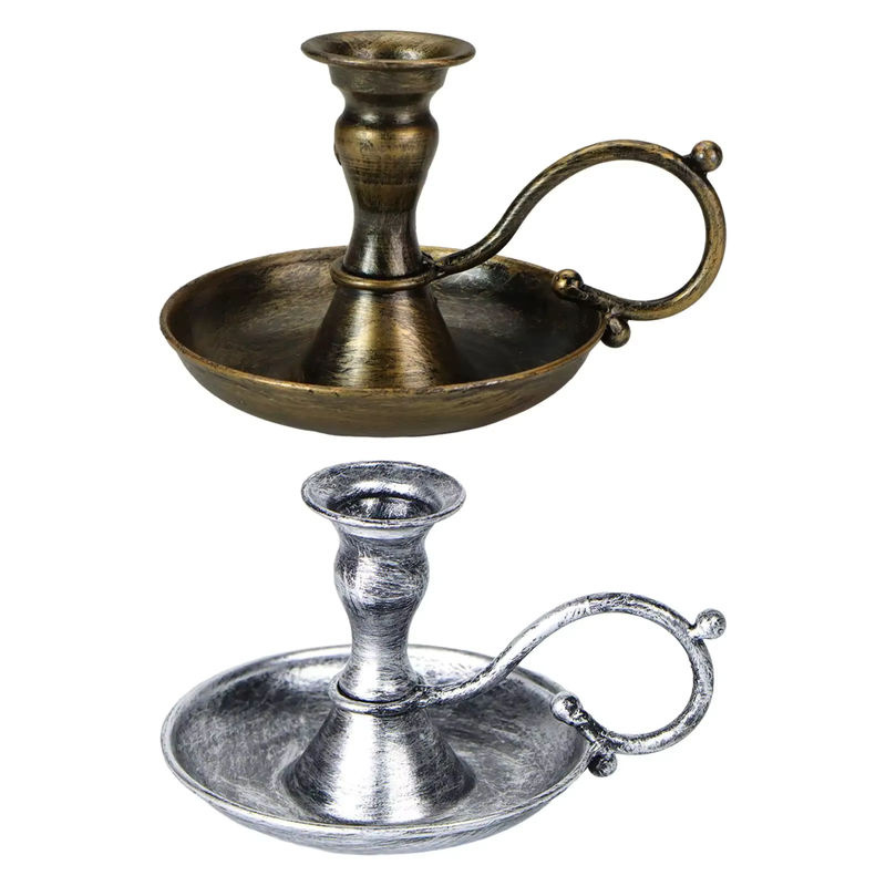 Homyl Retro Kerzenhalter aus Metall im Vintage-Stil für Tafelkerzen, Silber und Mehrfarbig - Bild 4