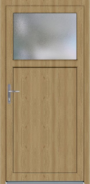Kunststoff-Nebeneingangstür PANTO K504 mit Glaseinsatz in Dekor Kiefer, Farbe Braun, B: 98 cm, H: 198 cm, DIN Links - Bild 1
