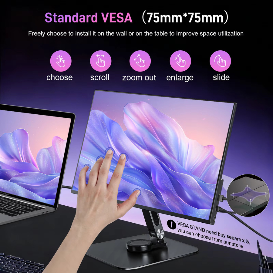MISSUN Tragbarer 2K OLED Monitor 16,0 Zoll mit 120Hz, QHD Display, 100% DCI-P3 und Augenschutz in Schwarz - Bild 3
