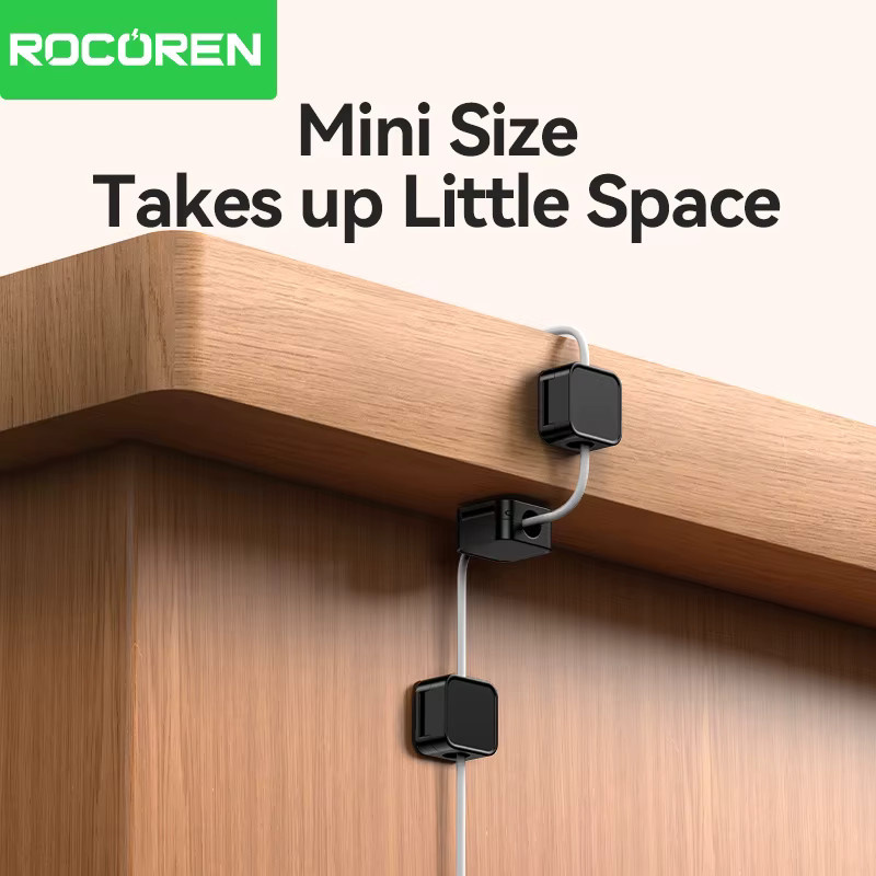 Rocoren Magnetische Kabel-Organizer-Clips in Schwarz, Selbstklebende Kabelmanagement-Halter für Schreibtisch, Büro und Zuhause - Bild 5