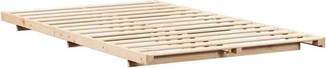 vidaXL Bodenbettgestell aus Kiefernholz und Metall in Braun, B/T: 135 x 190 cm - Bild 1