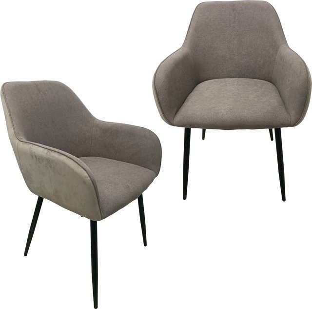 HTI-Living Stuhl Albany Soft Hellbraun 2er-Set im Retro-Design - Bild 1