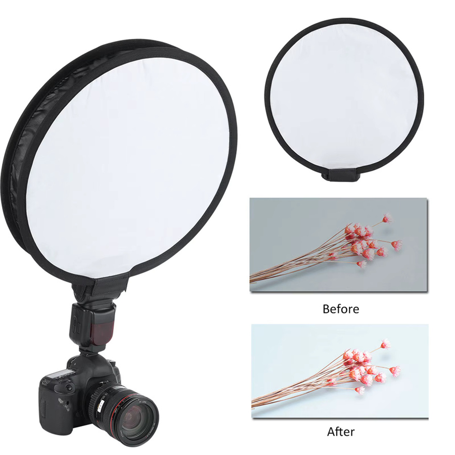 VBESTLIFE Faltbarer Softbox-Diffusor in Weiß, 40 cm Durchmesser, runde Form für Kamera und Blitzlicht - Bild 4