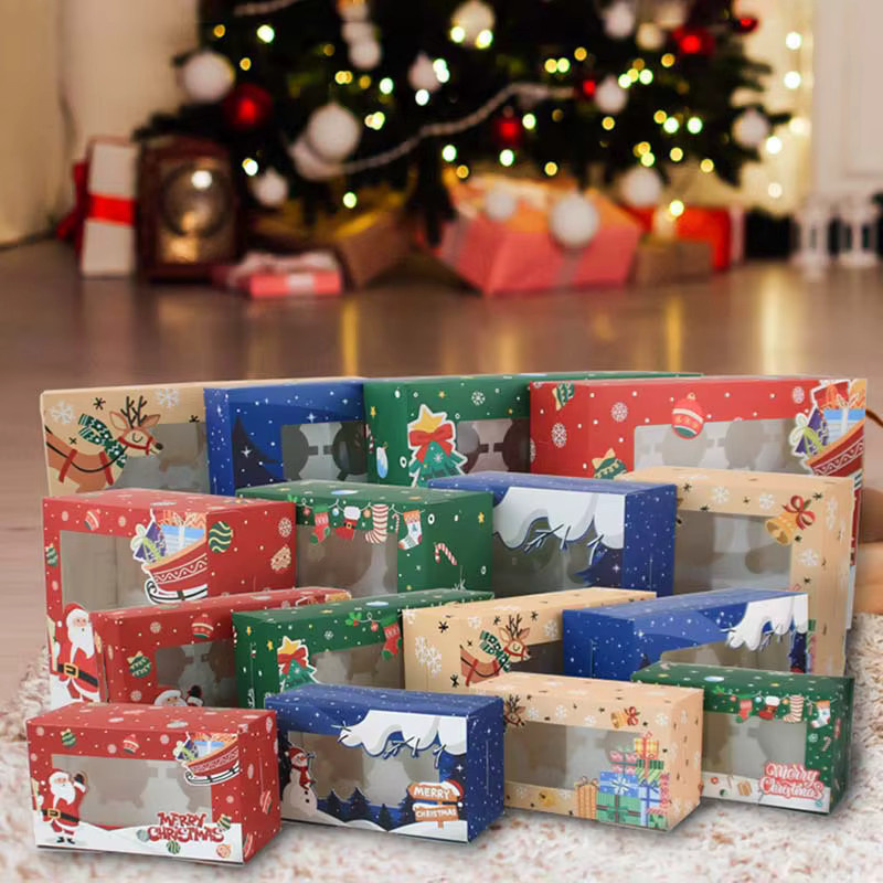 12 Stück Weihnachtsthema Papier-Cupcake-Geschenkboxen für deine Party - Bild 1