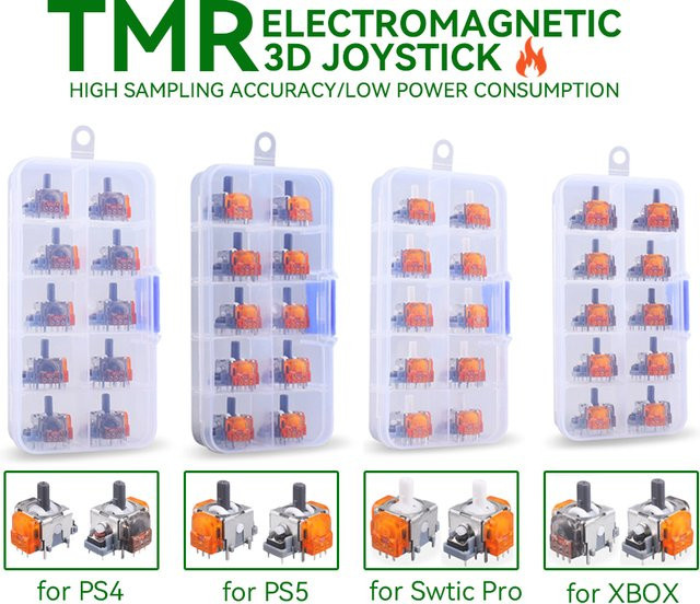 VAORLO 10er-Pack TMR-Effekt-Joystick-Ersatz für PS5, PS4 und Xbox Series X/S, 3D-Analog-Joystick-Sensormodule mit hoher Abtastpräzision in Multicolour - Bild 1