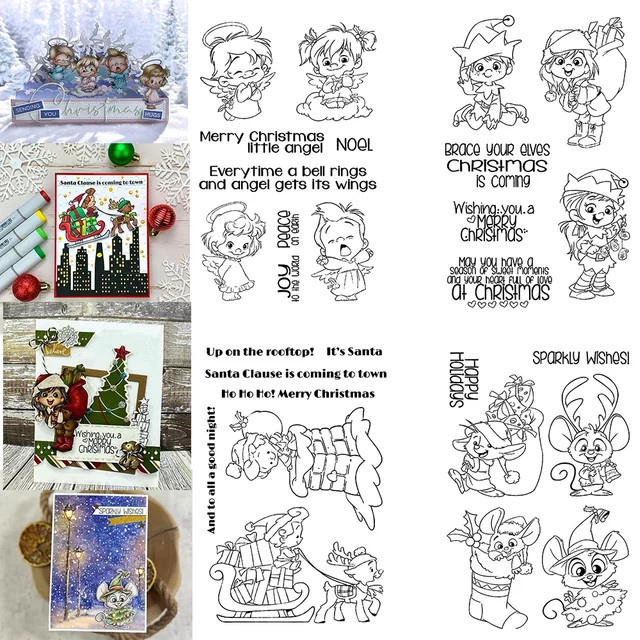 Weihnachten Elf Maus Stempelset mit Stanzformen aus transparentem Kunststoff für DIY Scrapbooking und Bastelarbeiten - Bild 1