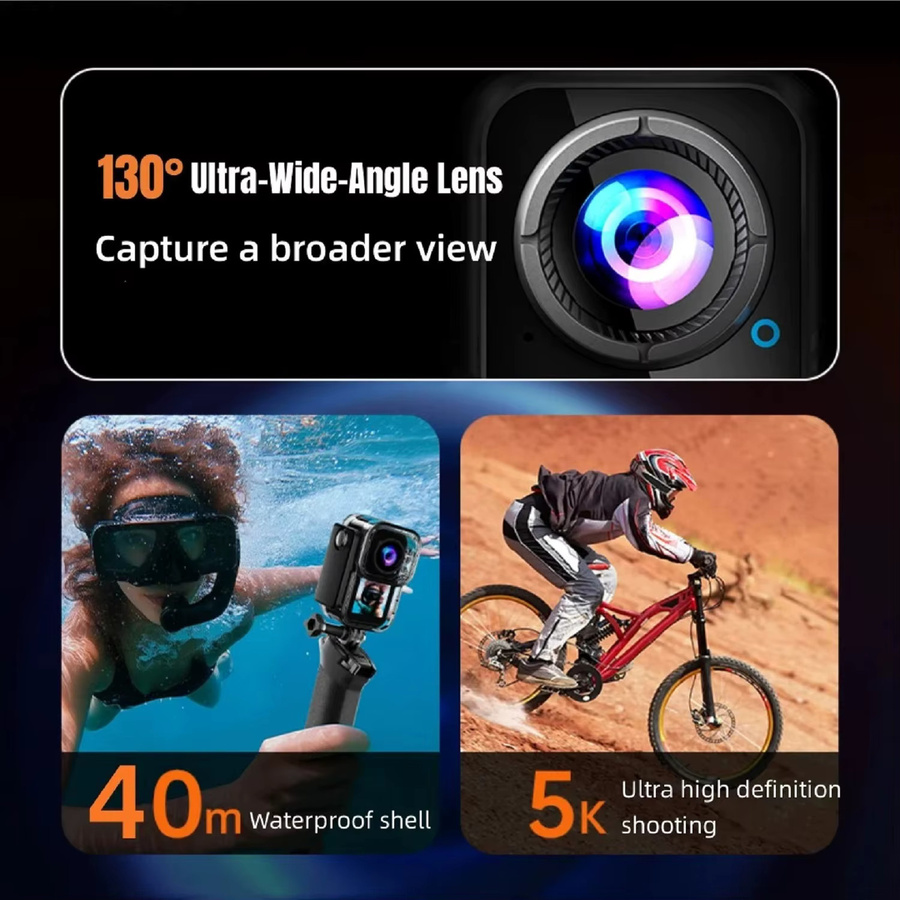 JETO 5K Mini Action-Kamera mit 4K 60FPS, Touchscreen und Anti-Shake, wasserdicht mit magnetischem Anhänger, Farbe: Schwarz - Bild 3