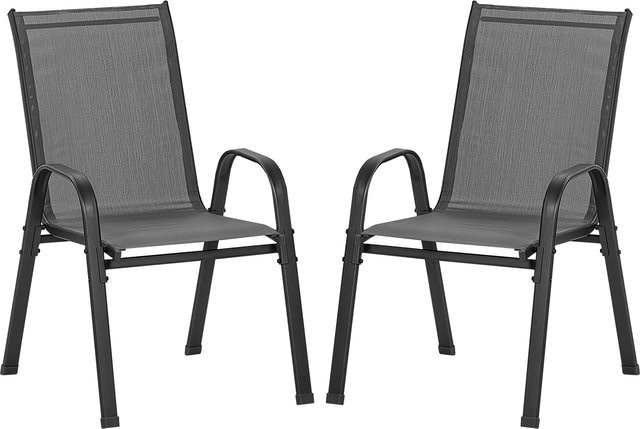 WOLTU 2/4-teiliges Gartenstuhl-Set aus Metall in Anthrazit, stapelbare Outdoor-Sitzgarnitur mit Armlehnen und Rückenlehne für Garten, Terrasse oder Balkon - Bild 1