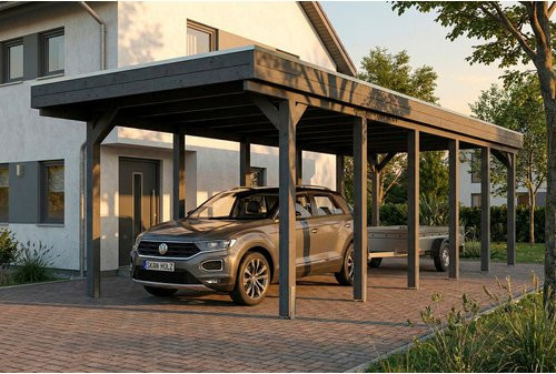 SKANHOLZ Carport Friesland aus Fichte mit Stahl-Dachplatten in Schiefergrau, B: 860 cm, T: 320 cm - Bild 1