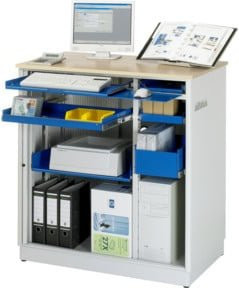 RAU Computer-Station stationär mit Rollladen, B/T/H: 103 x 66 x 110 cm - Bild 1